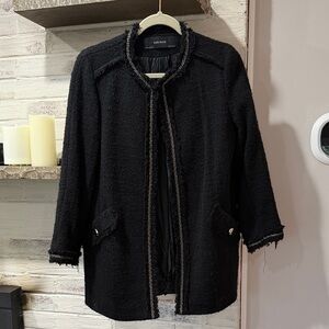 Zara Black Textured Women's Blazer